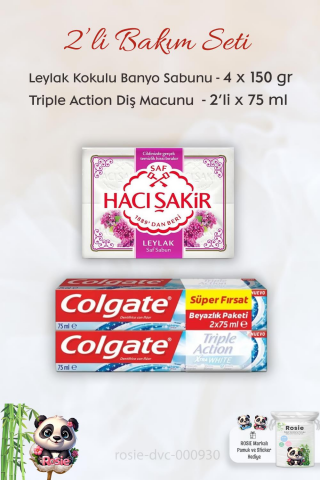 Colgate  Extra White Diş Macunu 2 x 75 ml,  H. Şakir Leylak Kokulu Banyo Sabunu 4 x 150 gr ve ROSIE