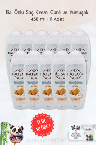 11 AL 10 ÖDE Hacı Şakir Bal Saç Kremi Canlı Ve Yumuşak Saçlar 450 ml ve ROSIE