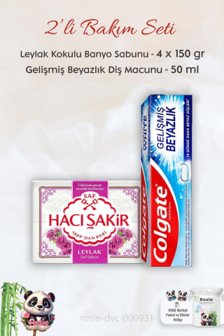 Colgate Diş Macunu Gelişmiş Beyazlık 50 ml,  H. Şakir Leylak Kokulu Banyo Sabunu 4 x 150 gr