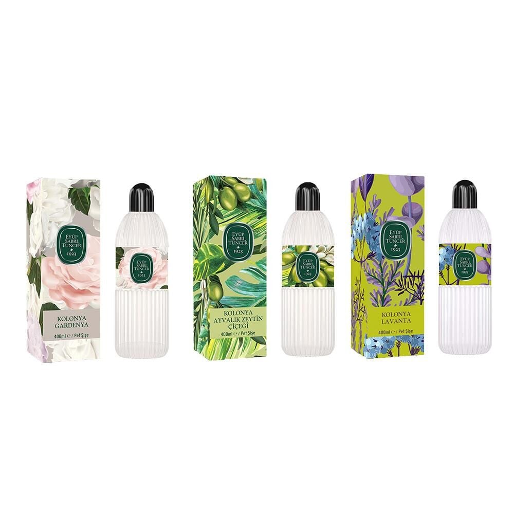 Eyüp Sabri Tuncer Kolonya Gardenya, Ayvalık Zeytin Çiçeği ve Lavanta Pet Şişe 400 ml