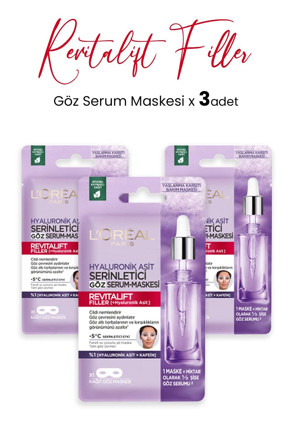 Loreal Paris Revitalift Filler Dolgunlaştırıcı Göz Serum Maskesi 11 gr x 3 Adet