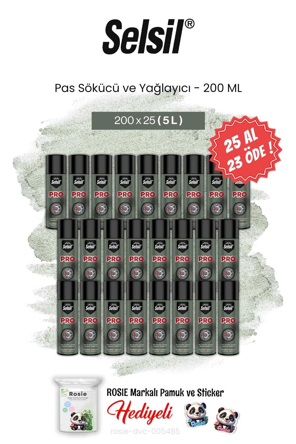 Selsil 200 ml 25 AL 23 ÖDE Pas Sökücü ve Yağlayıcı ve rosie pamuk