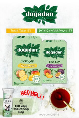 Doğadan Şeftali Çarkıfelek Meyveli ve Tropik Tatlar Poşet Çay ve Rosie Hediyeli