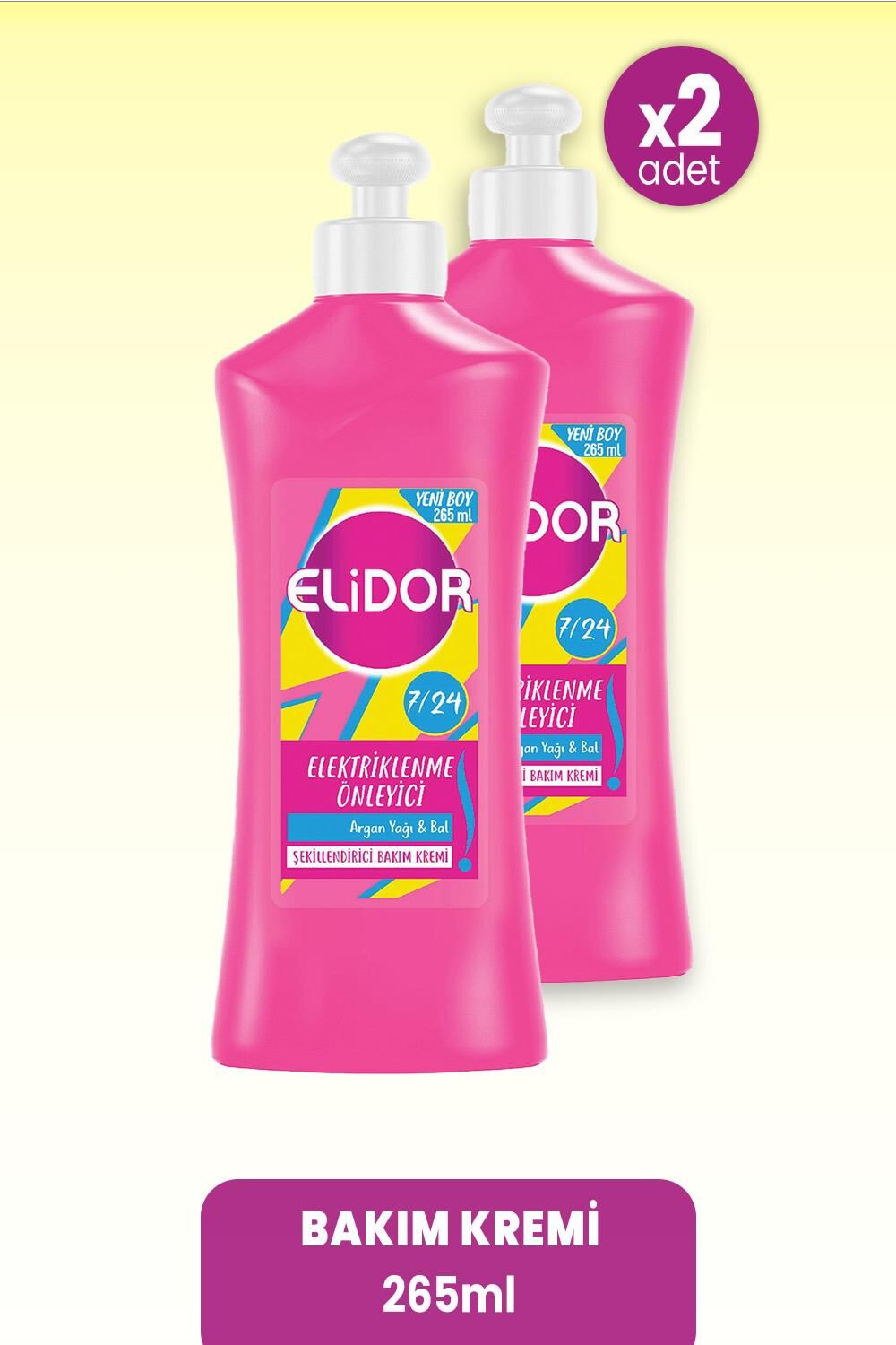 Elidor Bakım Kremi Elektriklenme Önleyici Argan Yağı & Bal 265 ml x 2 Adet