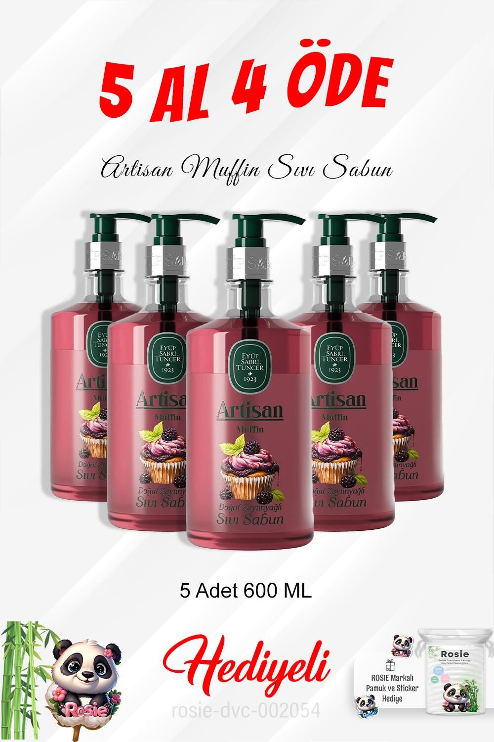 Artisan Muffin Sıvı Sabun 600 ML 5 Al 4 Öde ve Rosie Pamuk