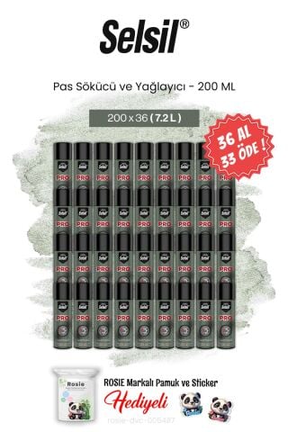 Selsil 200 ml 36 AL 33 ÖDE Pas Sökücü ve Yağlayıcı ve rosie pamuk
