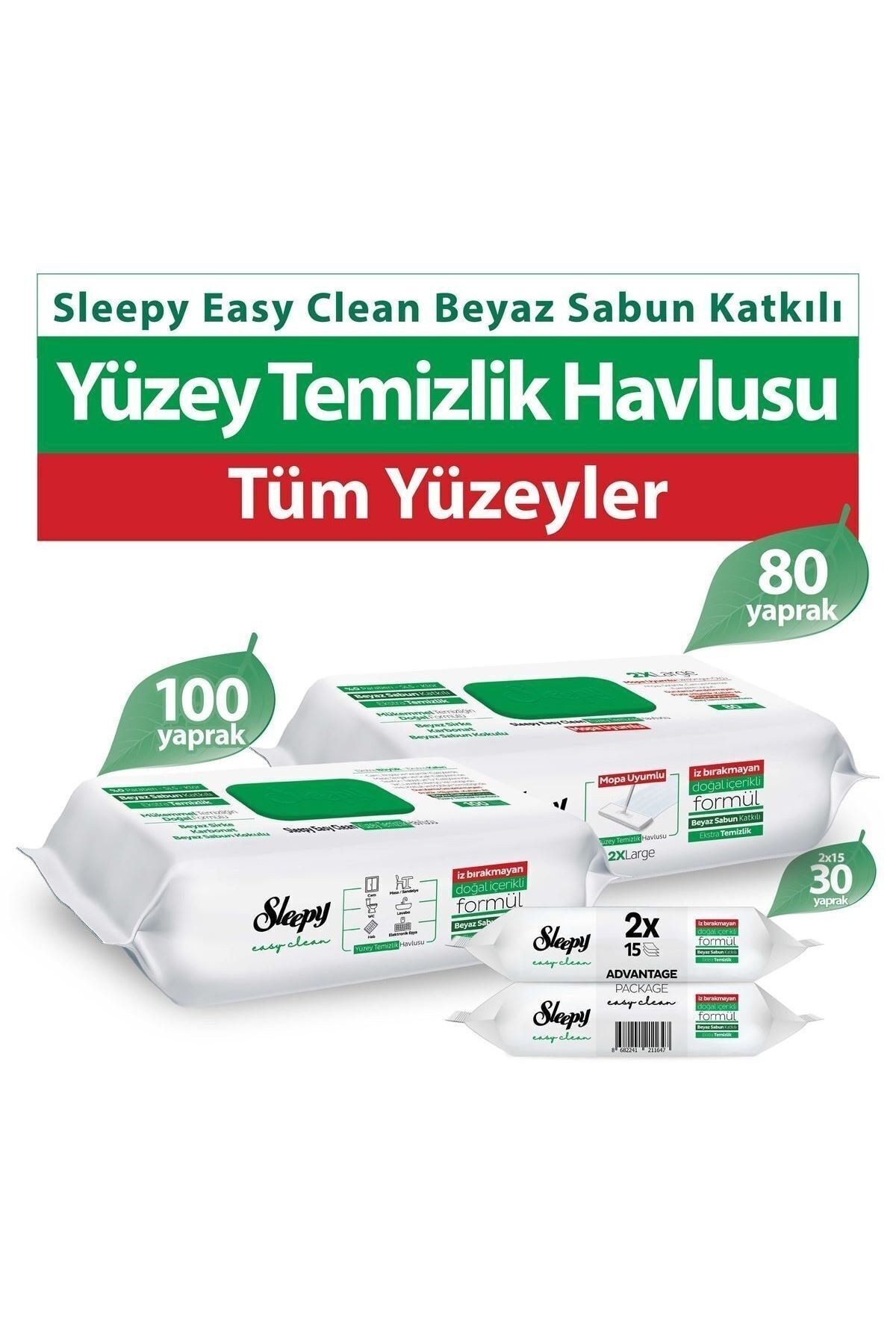 Sleepy Easy Clean Beyaz Sabun Katkılı Mopa Uyumlu Yüzey Temizlik Havlusu 80 Yaprak