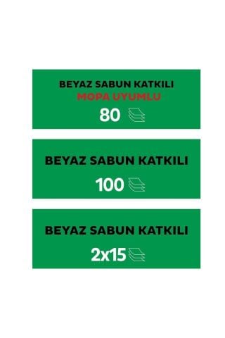 Sleepy Easy Clean Beyaz Sabun Katkılı Mopa Uyumlu Yüzey Temizlik Havlusu 80 Yaprak