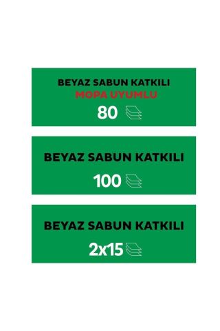 Sleepy Easy Clean Beyaz Sabun Katkılı Mopa Uyumlu Yüzey Temizlik Havlusu 80 Yaprak