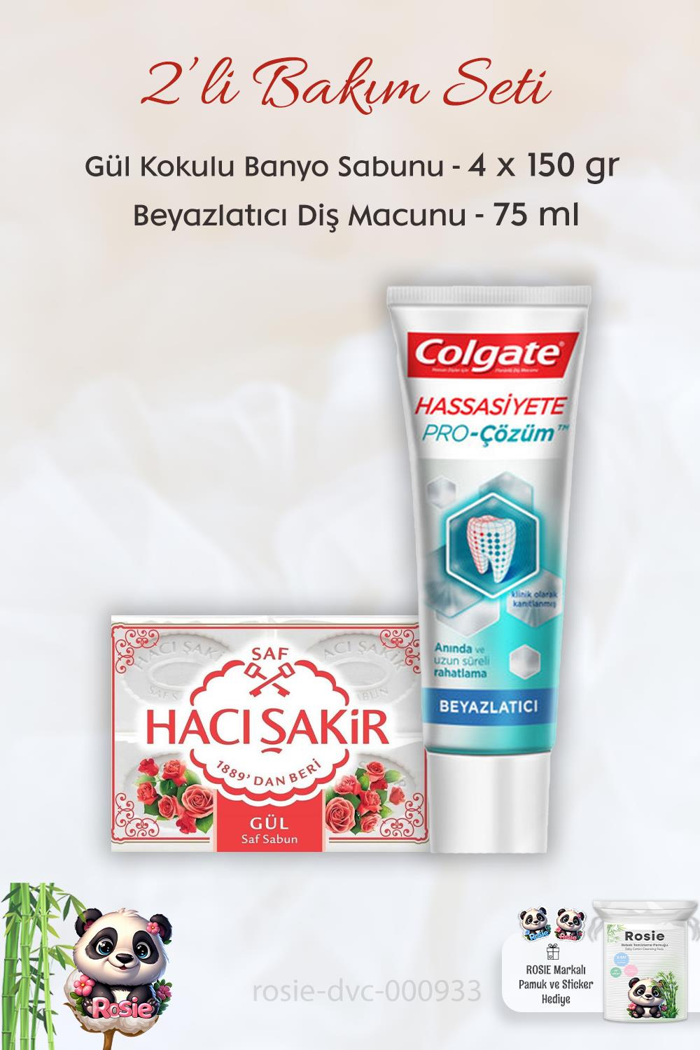 Colgate Hassasiyete Pro Çözüm Diş Macunu 75 ml,  H. Şakir Gül Kokulu Banyo Sabunu 4 x 150 gr