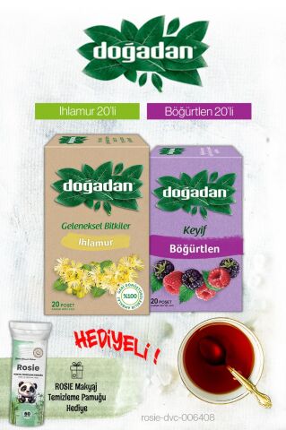 Doğadan Ihlamur ve Böğürtlenli Karışık Meyve Poşet Çay ve Rosie Hediyeli