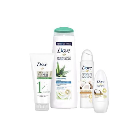Dove Kepek Karşıtı Şampuan, Saç Dökülmesine Karşı Saç Kremi, Hindistan Cevizi Roll-On ve Sprey Deodorant
