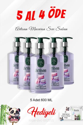 Artisan 600 ML Macaron Sıvı Sabun 5 Al 4 Öde ve Rosie Pamuk