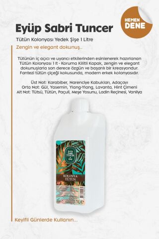 Eyüp Sabri Tuncer Tütün Kolonyası Yedek Şişe 1 Litre