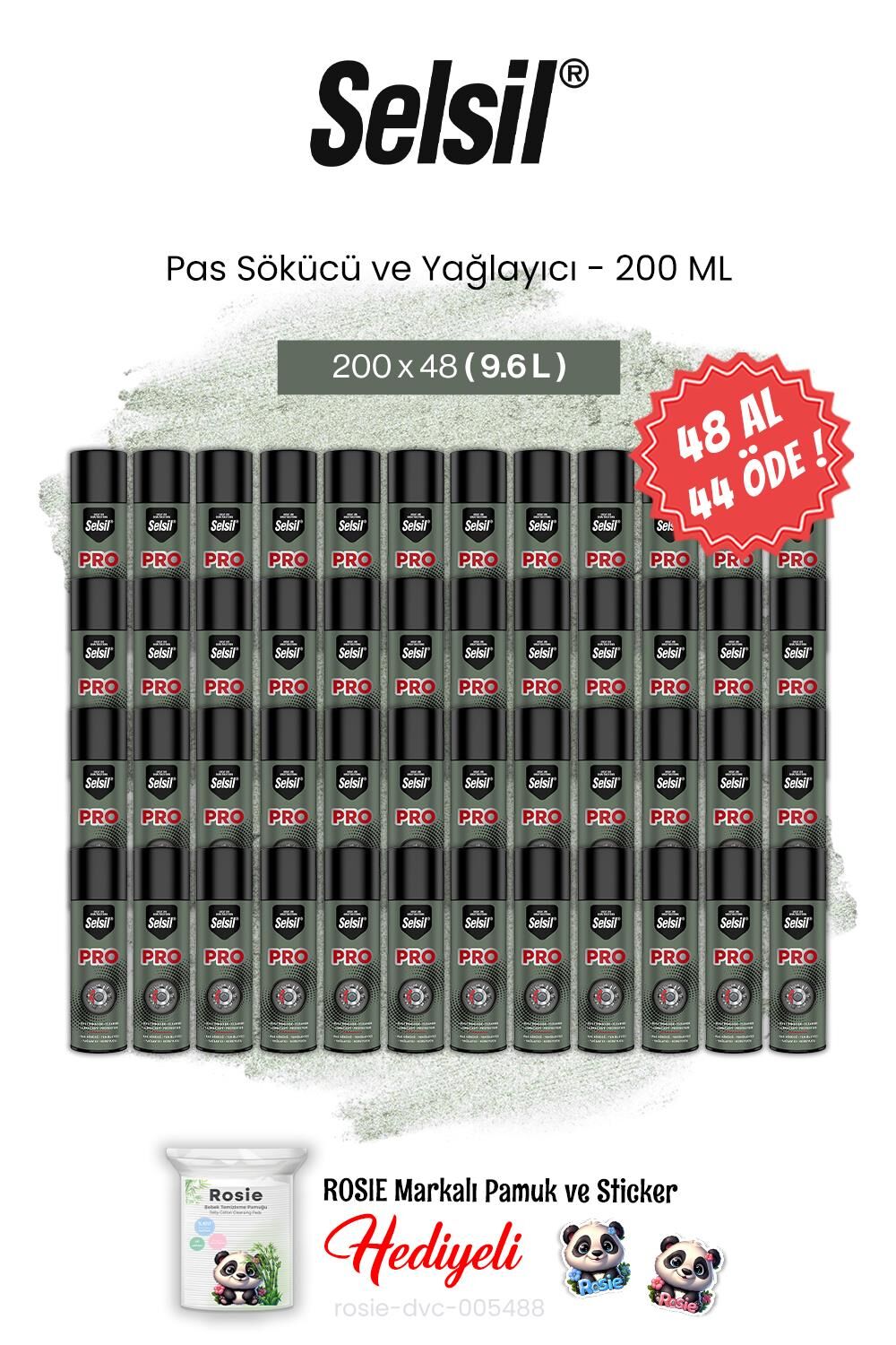 Selsil 48 AL 44 ÖDE 200 ml Pas Sökücü ve Yağlayıcı ve rosie pamuk