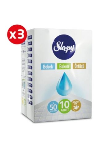 Sleepy Babycare 10'lu Bebek Bakım Örtüsü x 3 Paket