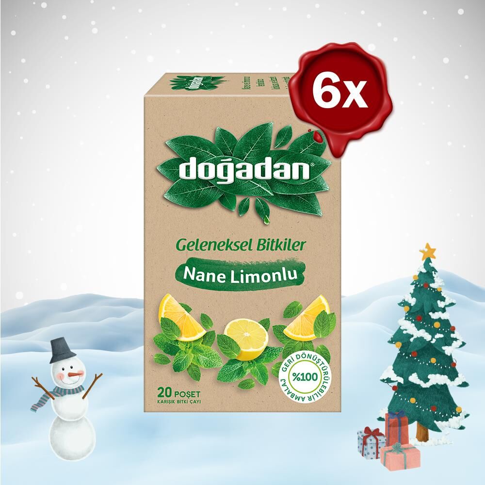 Doğadan Yılbaşı Paketi Nane Limonlu Bitki Çayı 20'li x 6