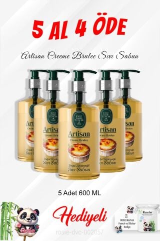 Creme Brulee Artisan Sıvı Sabun 600 ML 5 Al 4 Öde ve Rosie Pamuk