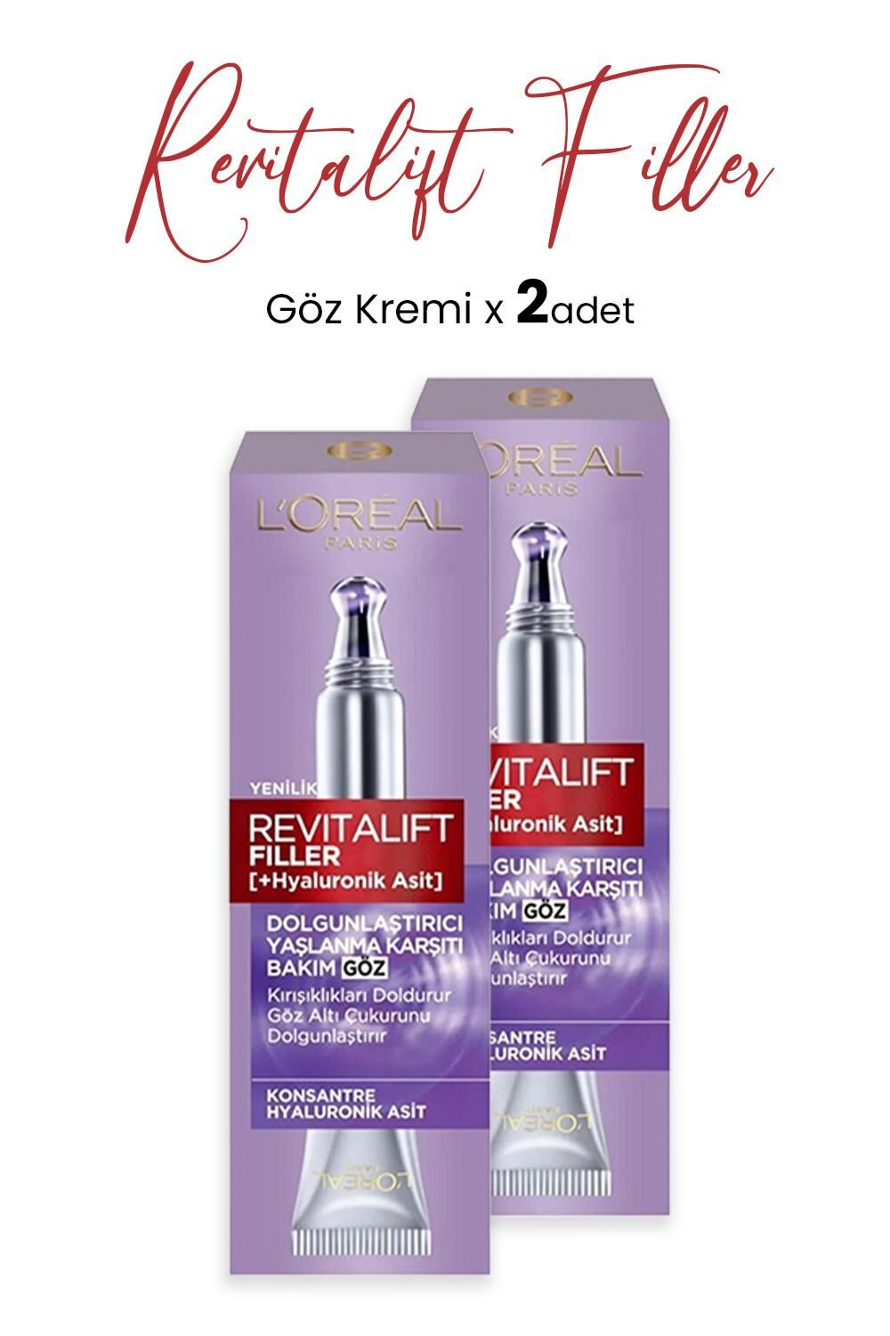 Loreal Paris Revitalift Filler Yaşlanma Karşıtı Göz Kremi 15 ml x 2 Adet