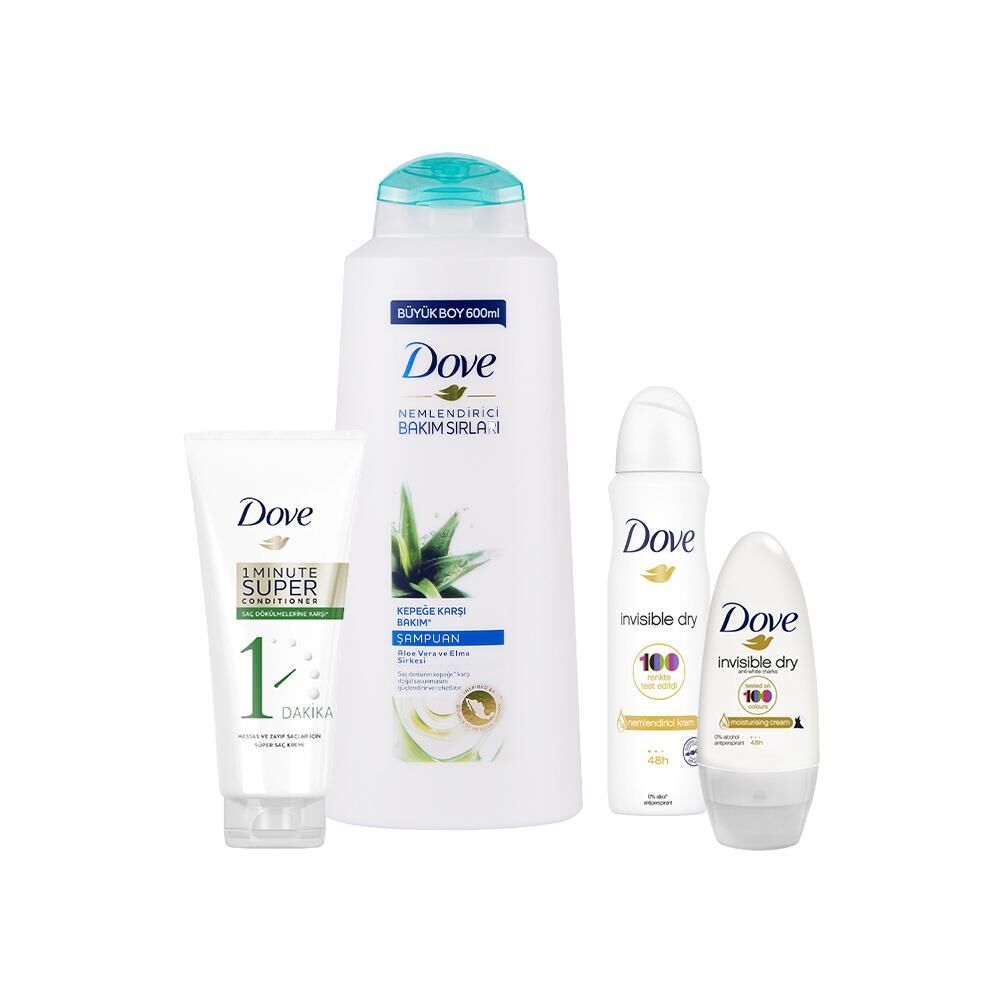 Dove Kepek Karşıtı Şampuan, Saç Dökülmesine Karşı Saç Kremi, Invisible Dry Roll-On ve Sprey Deodorant