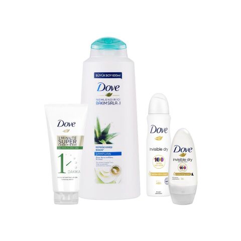 Dove Kepek Karşıtı Şampuan, Saç Dökülmesine Karşı Saç Kremi, Invisible Dry Roll-On ve Sprey Deodorant