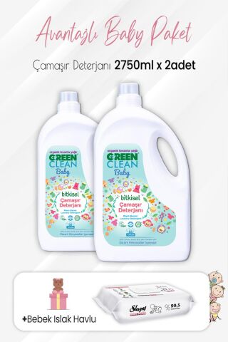 Green Clean Baby Çamaşır Deterjanı 2750 ml x 2 Adet ve Yenidoğan Devam 50'li