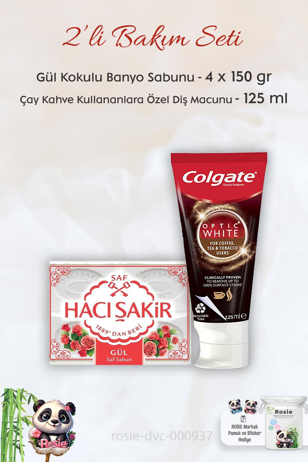 Colgate Kafein Kullananlar İçin Diş Macunu 125 ml,  H. Şakir Gül Kokulu Banyo Sabunu 4 x 150 gr