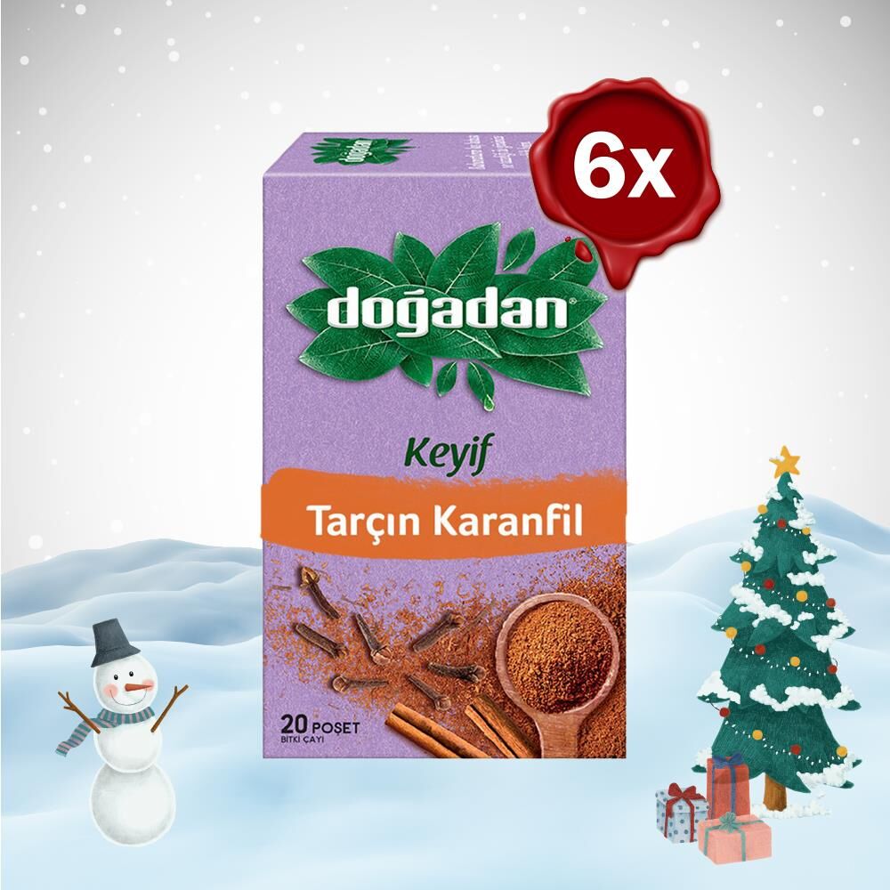 Doğadan Yılbaşı Paketi Tarçın ve Karanfil Bardak Poşet Çay 20'Li x 6