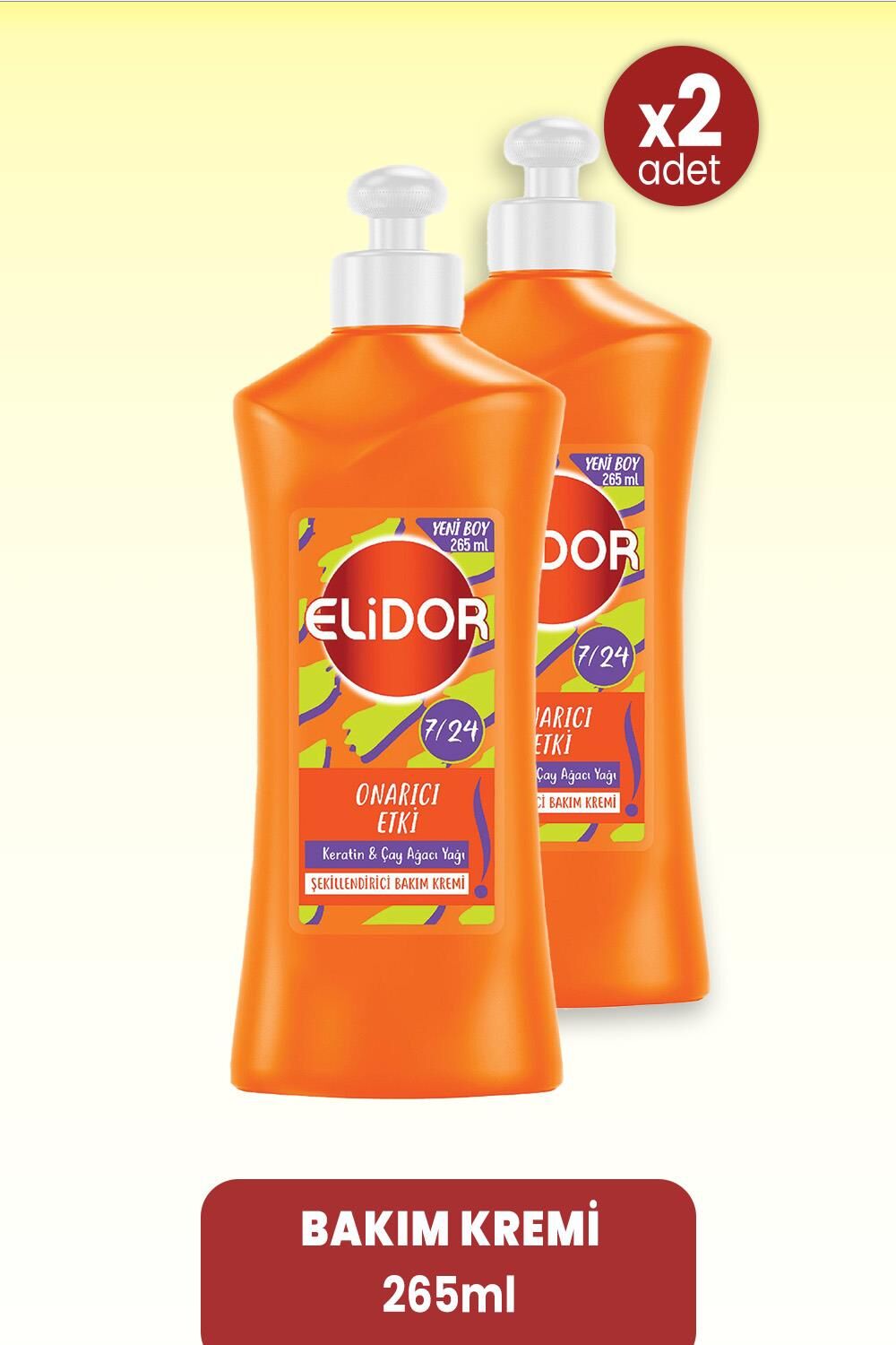 Elidor Bakım Kremi Onarıcı Etki Keratin & Çay Ağacı Yağı 265 ml x 2 Adet