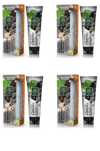 Eyüp Sabri Tuncer Doğal Aktif Bambu Karbonlu Diş Macunu 75 ml + Diş Fırçası Hediyeli X 4 Adet