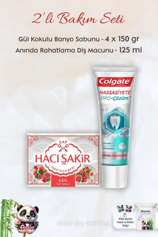 Colgate Hassasiyete Çözüm  Diş Macunu 75 ml,  H. Şakir Gül Kokulu Banyo Sabunu 4'lü x 150 gr ve ROSIE