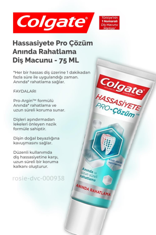 Colgate Hassasiyete Çözüm  Diş Macunu 75 ml,  H. Şakir Gül Kokulu Banyo Sabunu 4'lü x 150 gr ve ROSIE