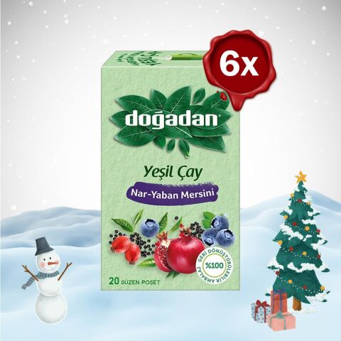 Doğadan Yılbaşı Paketi Yeşil Çay Nar Yaban Mersini 20'li Paket x 6