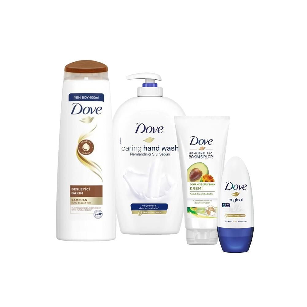 Dove Nemlendirici Sıvı Sabun, Saç Kremi, Besleyici Bakım Şampuan ve Original Roll-on
