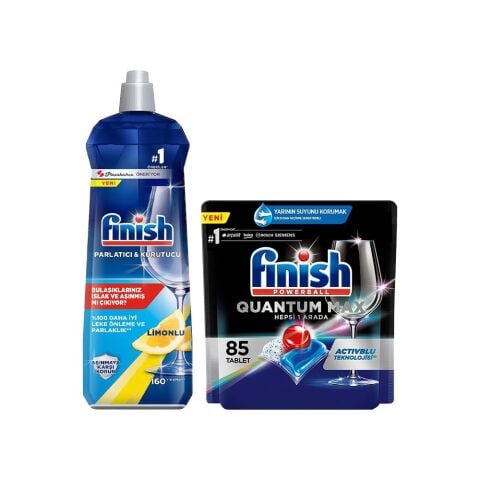 Finish Quantum Max Bulaşık Makinesi Deterjanı Tableti ve Parlatıcı Limonlu 800 ml