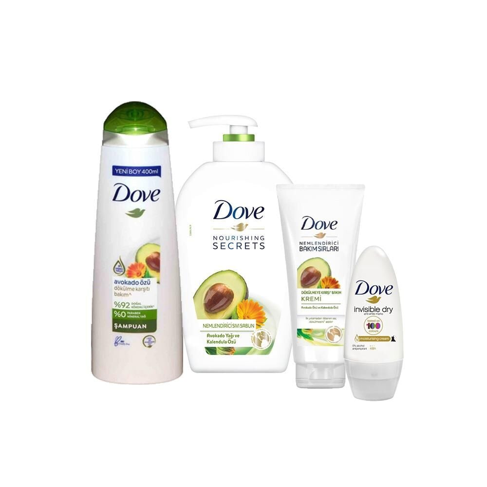 Dove Avokado Yağlı Sıvı Sabun, Şampuan, Saç Kremi ve Invisible Dry Roll-On