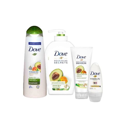 Dove Avokado Yağlı Sıvı Sabun, Şampuan, Saç Kremi ve Invisible Dry Roll-On