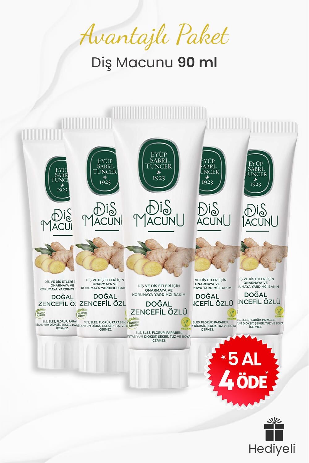 Eyüp Sabri Tuncer 5 al 4 öde Zencefil Özlü Diş Macunu Hediyeli