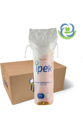 İpek Makyaj Temizleme Pamuğu Yuvarlak 70'li 30 Paket