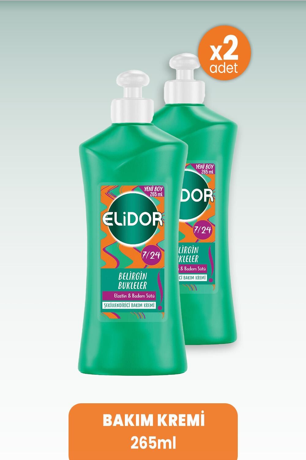 Elidor Bakım Kremi Belirgin Bukleler Elastin & Badem Sütü 265 ml x 2 Adet