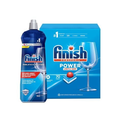 Finish Power Bulaşık Makinası Deterjanı Limitli Seri 70' li ve Parlatıcı 800 ml