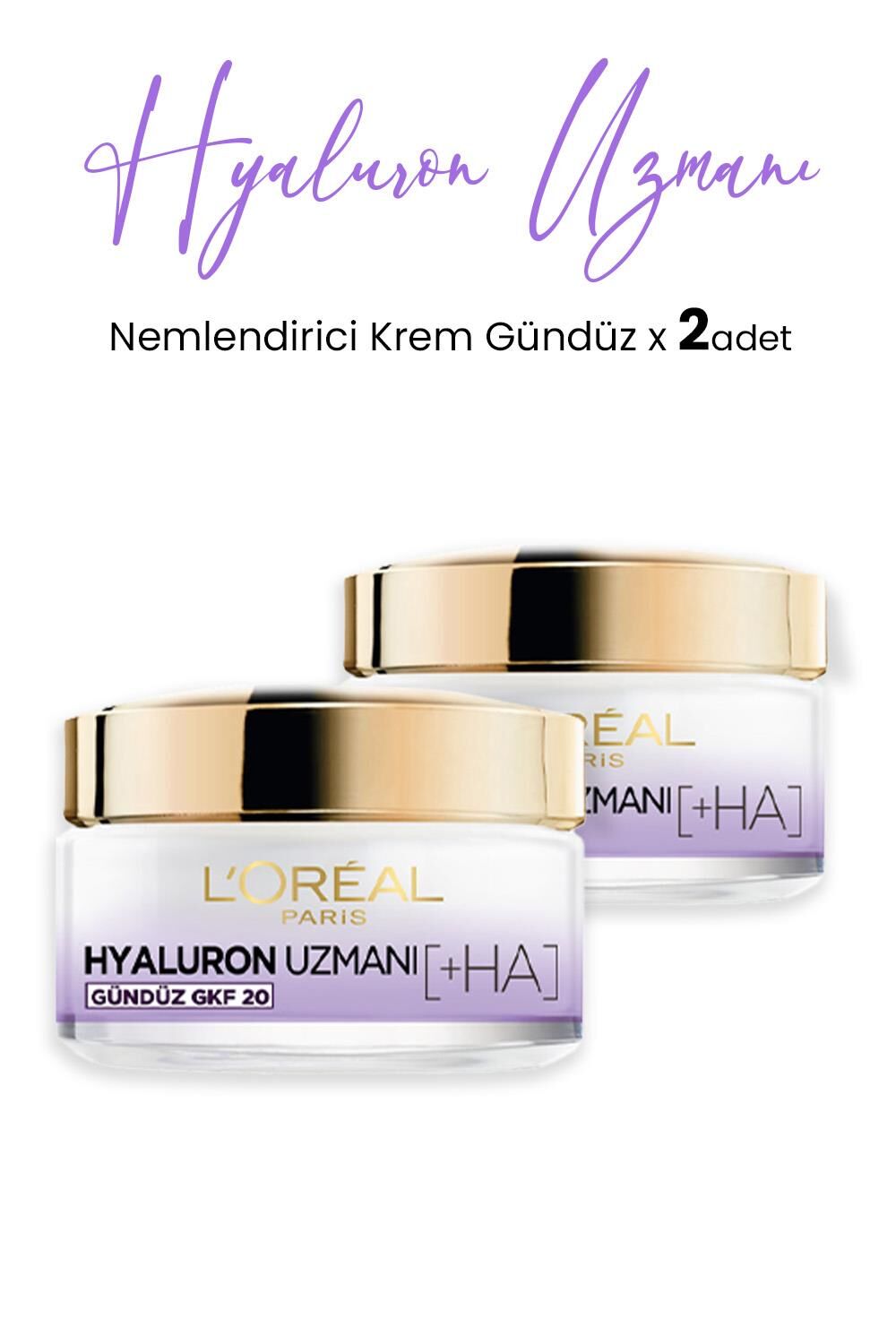 Loreal Paris Hyaluron Uzmanı Nemlendirici Krem Gündüz GKF20 50 ml x 2 Adet