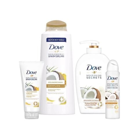 Dove Hindistan Cevizli Sıvı Sabun, Saç Kremi, Şampuan ve Sprey Deodorant