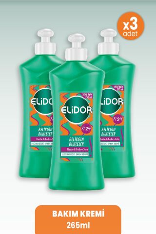 Elidor Bakım Kremi Belirgin Bukleler Elastin & Badem Sütü 265 ml x 3 Adet