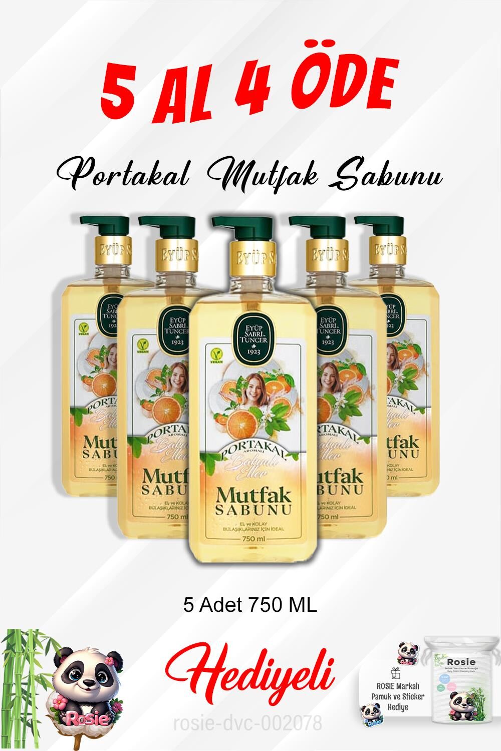 Portakal Mutfak Sabunu 750 ML 5 Al 4 Öde ve Rosie Pamuk