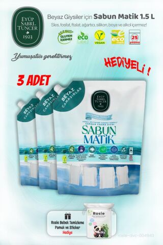 3'lü Beyazlar Sıvı Sabun Matik 1.5 L ve ROSIE Hediye