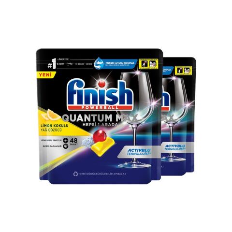 Finish Quantum Max Bulaşık Makinası Deterjanı Tableti Limon Kokulu 48' li x 2