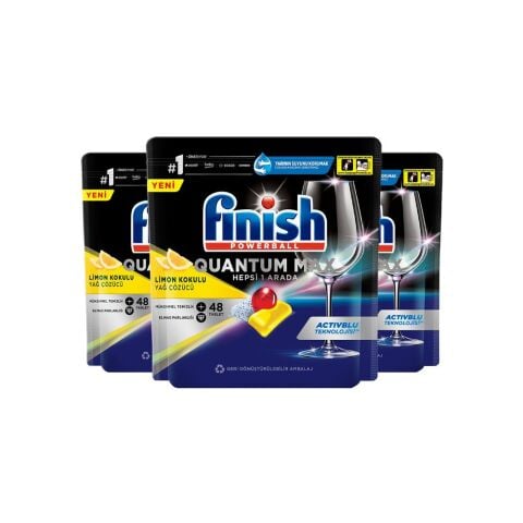 Finish Quantum Max Bulaşık Makinası Deterjanı Tableti Limon Kokulu 48' li x 3