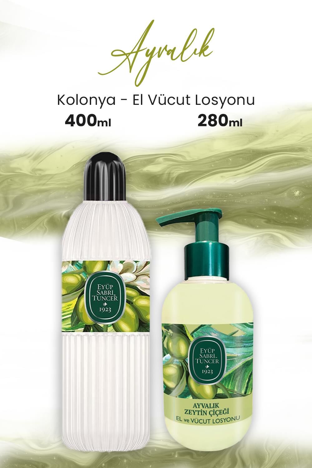 Eyüp Sabri Tuncer Ayvalık Zeytin Vücut Losyonu 280 ml ve Kolonya 400 ml
