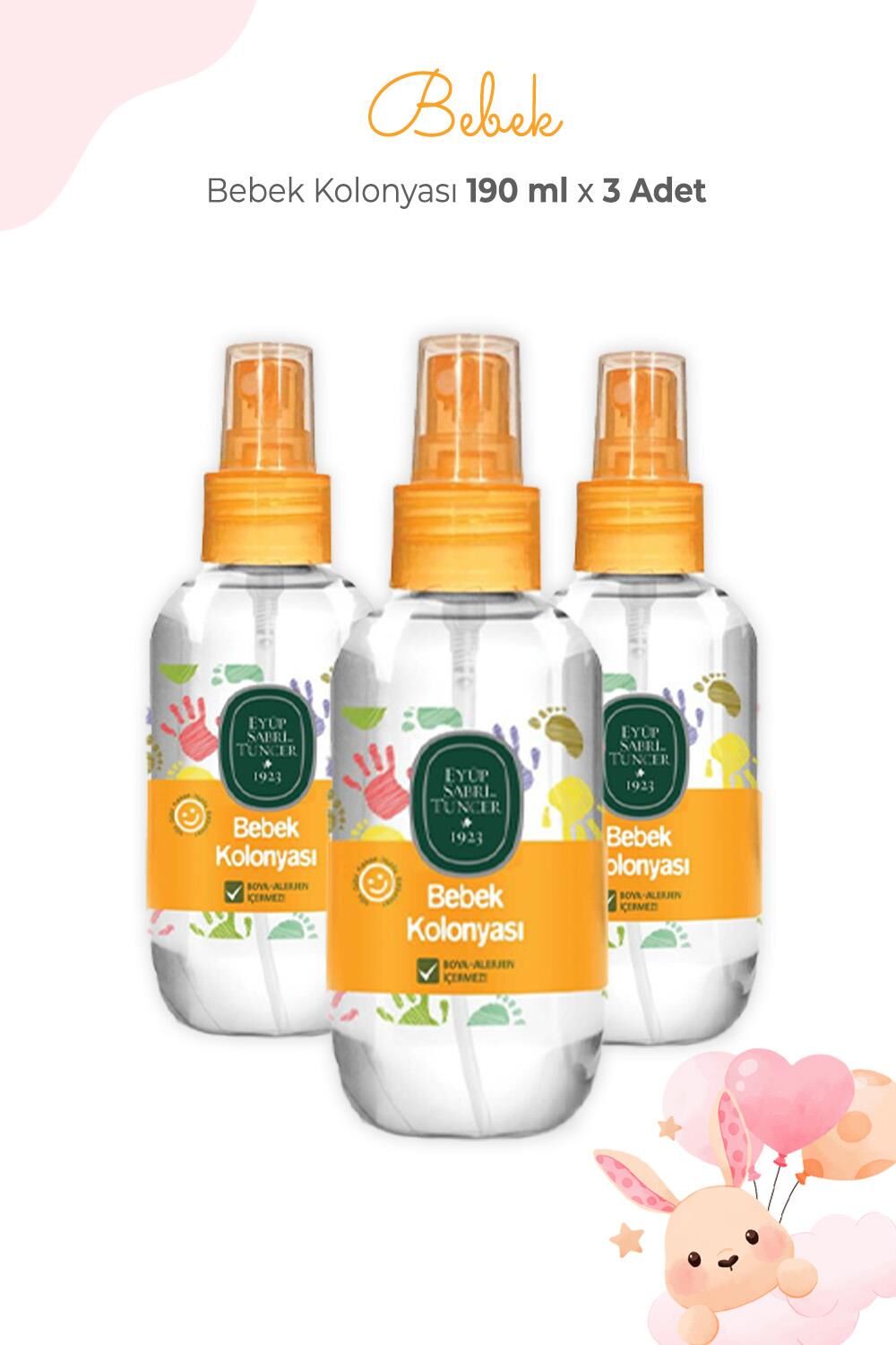Eyüp Sabri Tuncer Bebek Kolonyası 190 ml x 3 Adet